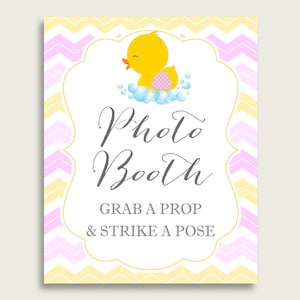 Rubber Ducky Photobooth Sign Printable, Girl Baby Shower Yellow Pink Photo Booth, Rubber Ducky Selfie Station Sign, 8x10 16x20 rd001