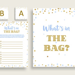 Was ist in der Tasche Babyparty Was ist in der Tasche Konfetti Babyparty Was ist in der Tasche Blau Gold Babyparty Konfetti Was ist in der Tasche cb001