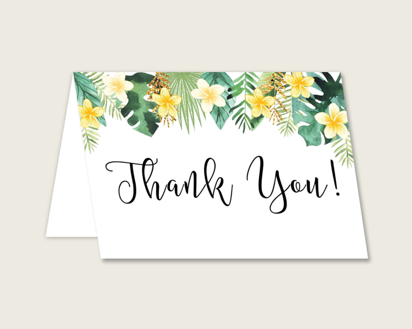 Green Yellow Thank You Cards Printable Tropical Baby Shower Etsy España
