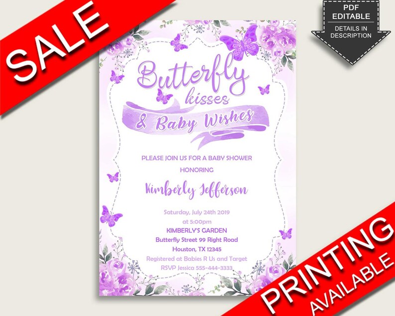 Butterfly Baby Shower Invitations Printable Digital or - Etsy