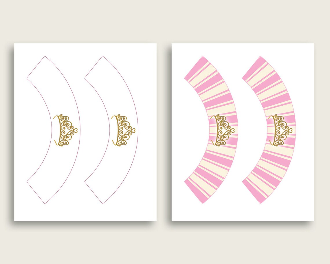 Royal Princess Cupcake Toppers Pink Gold Cupcake Wrappers | Etsy