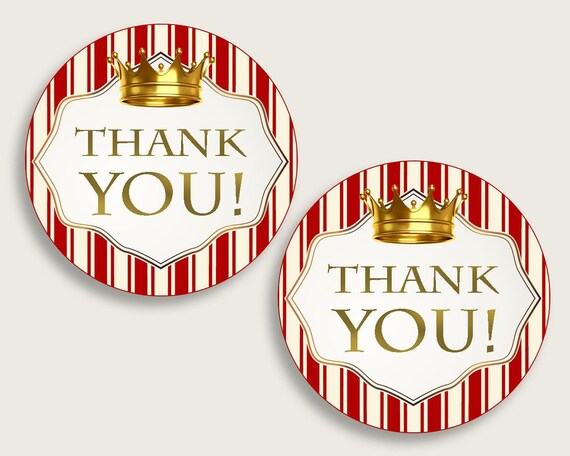Favor Tags Baby Shower Favor Tags Prince Baby Shower Favor Tags Red Gold Baby Shower Prince Favor Tags party décor digital print 92EDX Il_570xn