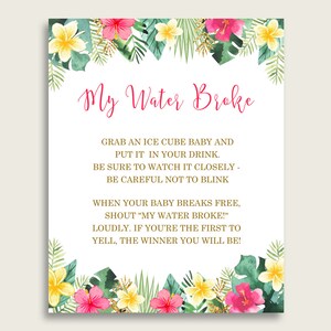 My Water Broke Baby Shower My Water Broke Hawaiian Baby Shower My Water Broke Baby Shower Hawaiian My Water Broke Pink Green Tropical 955MG