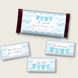 Chevron Hershey Candy Bar Wrapper Printable, Blue White Chocolate Bar Wrappers, Boy Shower Candy Labels, Instant Download, Popular cbl01