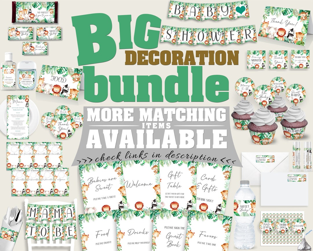 Printable Baby Shower Decorations Bundle Gender Neutral, Safari Baby ...