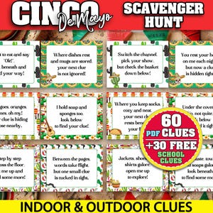 Caça ao tesouro para imprimir no Cinco de Mayo, jogo de caça ao tesouro para ambientes internos e externos para crianças, adolescentes e adultos, atividade de festa em sala de aula, download instantâneo