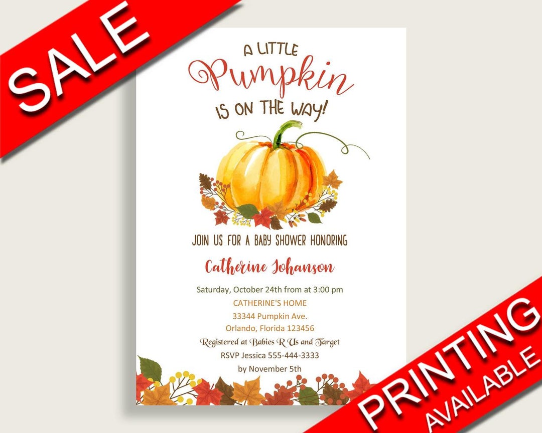 Fall Baby Shower Invitations Printable Digital or Printed Etsy