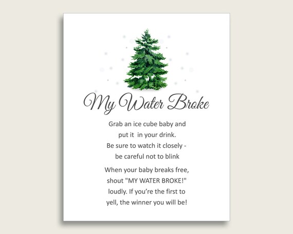 Winter Tree Baby Shower My Water Broke Game Printable, Green White Ice Cube Babies Game, Gender Neutral Baby Shower Frozen Babies Game cgr01 Il_570xn