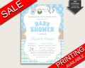 Clothes Baby Shower Invitations Printable, Digital Or Printed Invitation Baby Shower Boy, Editable Invitation Blue Beige Popular Most bc001