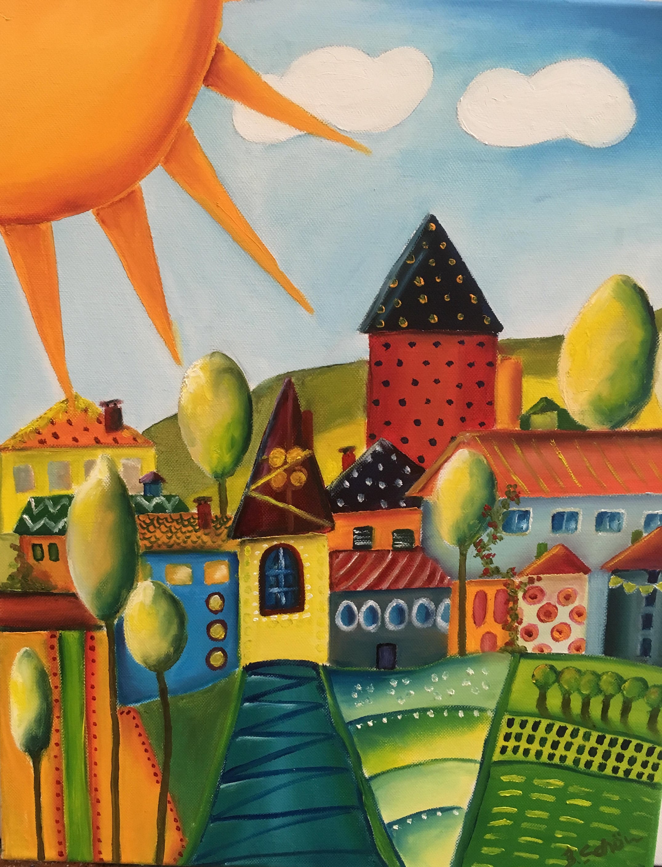 Village peinture naïve Etsy France