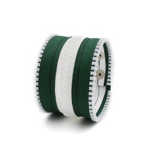 Dark Green & White Zipper Bracelet / Philadelphia Eagles Football Jewelry / Super Bowl