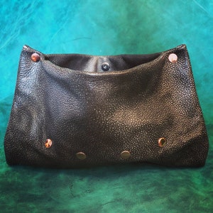 Gunmetal Street Chic Leather Clutch / Leather Purse / Leather Handbag