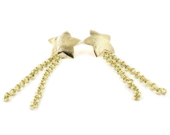 Gold star dangling earrings / Statement Earrings / Shooting Star