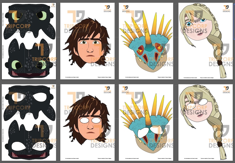 How to Train Your Dragon Inspired DIGITAL Party Masks/ Photo Booth ...