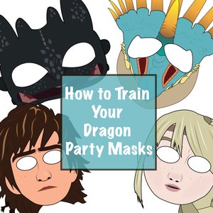 Cómo entrenar a tu dragón inspirado en máscaras de fiesta digitales / accesorios de fotomatón