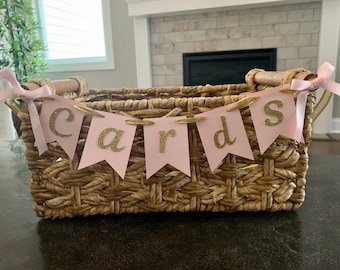 Card Banner Sign in Pink and Gold- First Birthday Celebration Birthday - Birthday Party Idea - Card Box Idea