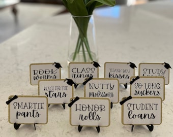 Candy Buffet Sign - Graduation Candy Bar -Graduation Party Favors -  Candy Buffet Signs - Candy labels with easels