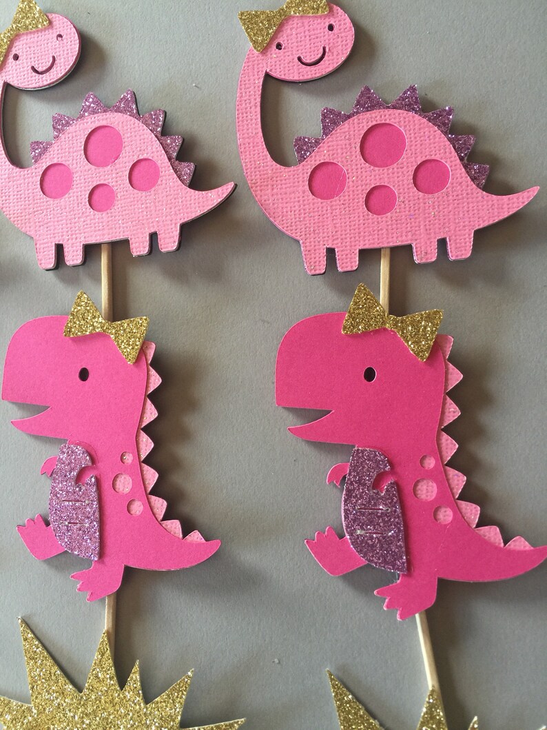 Dinosaur Cupcake Topper Birthday Party Baby Shower Girls Etsy