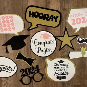 Party Photo Booth Props - Graduation 2024 - Graduation Party booth 12CT.