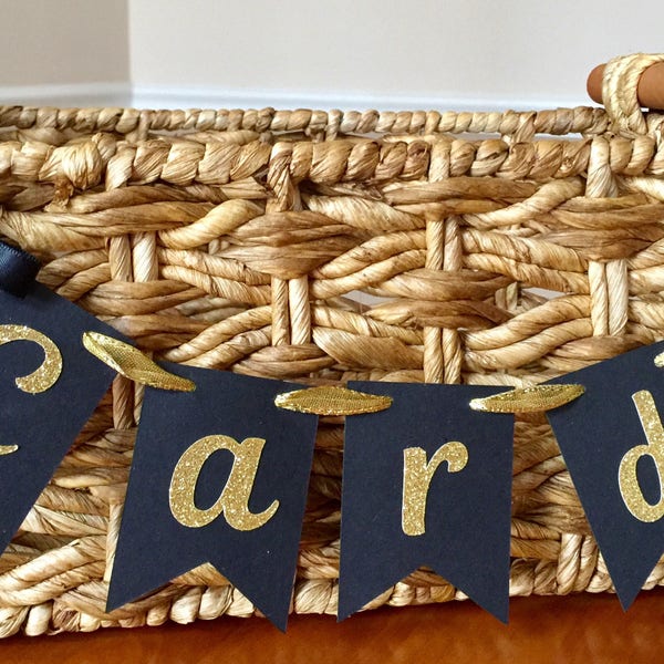 Card Banner Sign in Black and Gold- Graduation Party Card Sign - 2024 Grad Party Idea