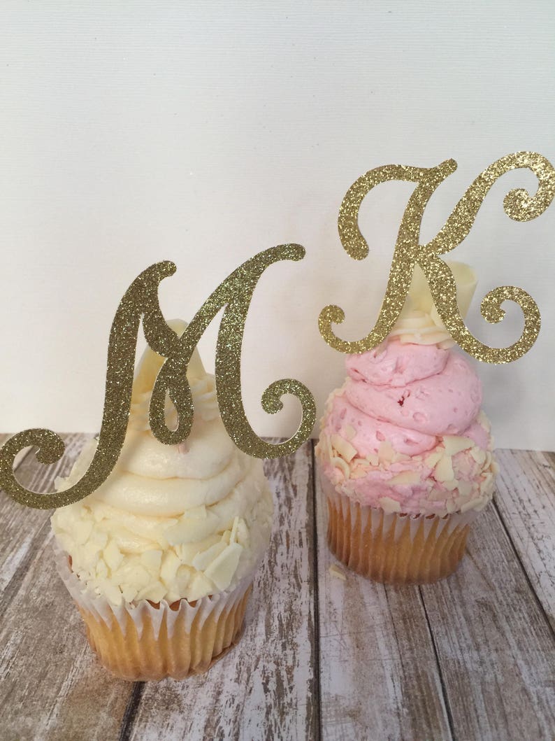 Initial Letter Cupcake Toppers Set of 12. Etsy