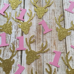 Confettis Baby Deer Pailletés Rose Et Or - Décoration Pour Fête D'anniversaire, Babyshower
