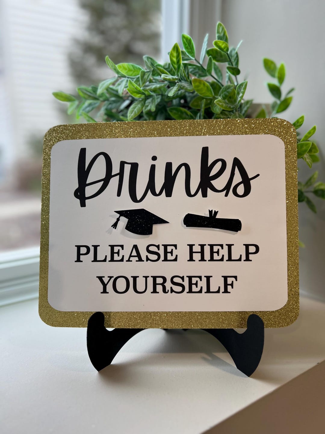 Graduation Table Sign - Drinks Help Yourself Sign - Drinks Help ...