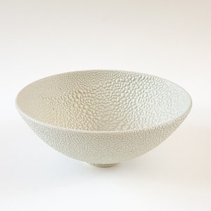 Hand-crafted Stoneware Bowl in a Bespoke Textured Dove Grey Bead Glaze