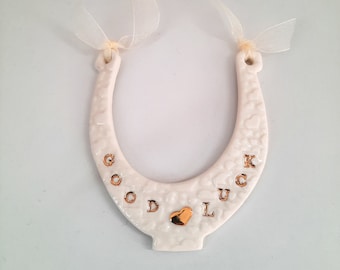 Good Luck  Porcelain Ceramic Horseshoe