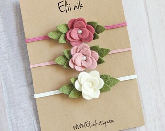 felt flower baby headband