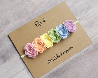 Rainbow Baby Headband, Flower Headband, Felt Flower Headband, Baby RainBow Flower, Baby Headband, Newborn Headband, Baby Flower Headband