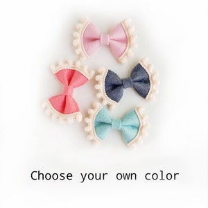 Mini Pinch Pom Pom headband, baby bow headband, hair bow, hair accessories,  choose your own color