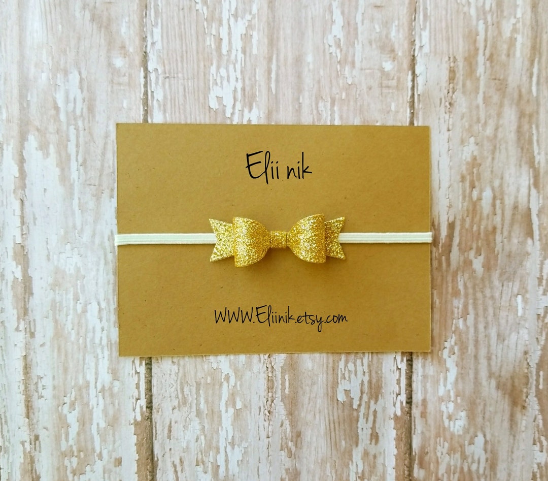 Glitter Baby Bow Headband, Gold Glitter Headband, Glitter Bow , Baby