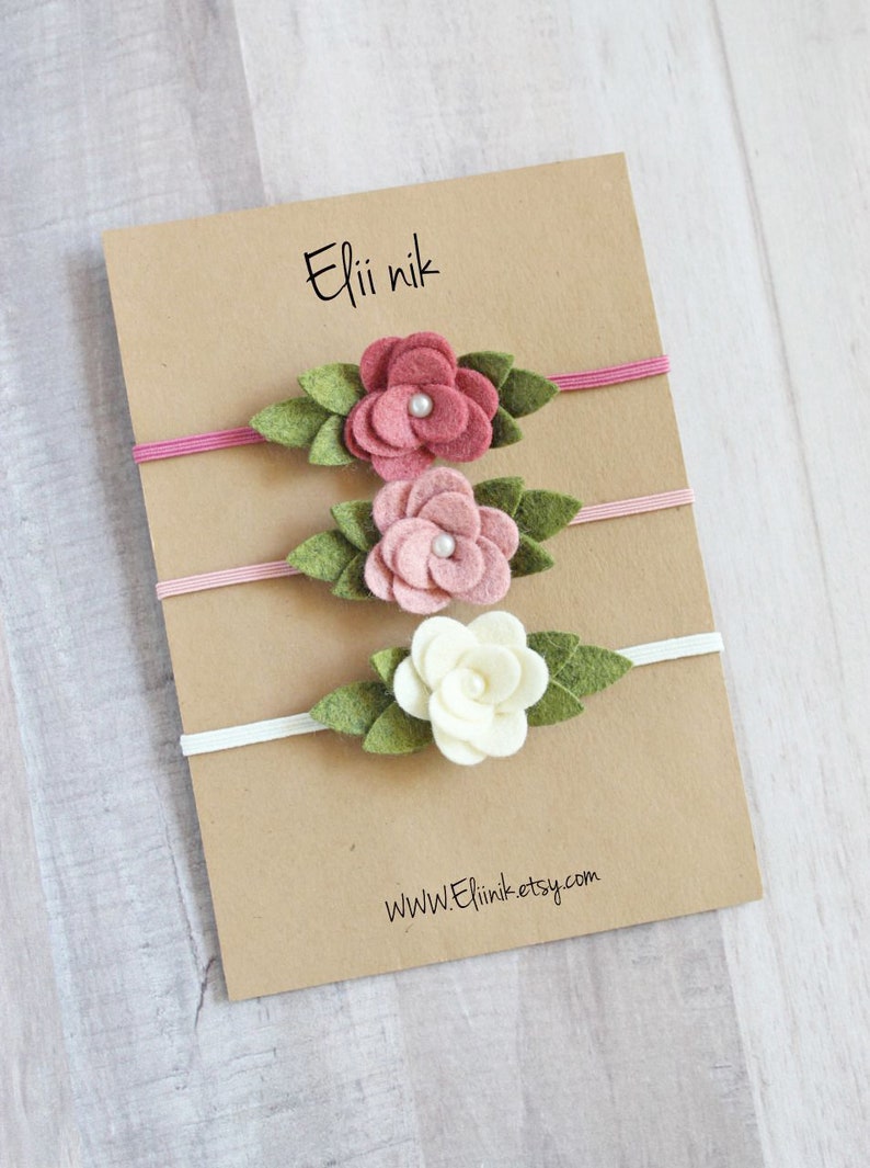 flower headband felt roses headband Newborn headband baby headband set baby flower headband set Baby headband roses headband set