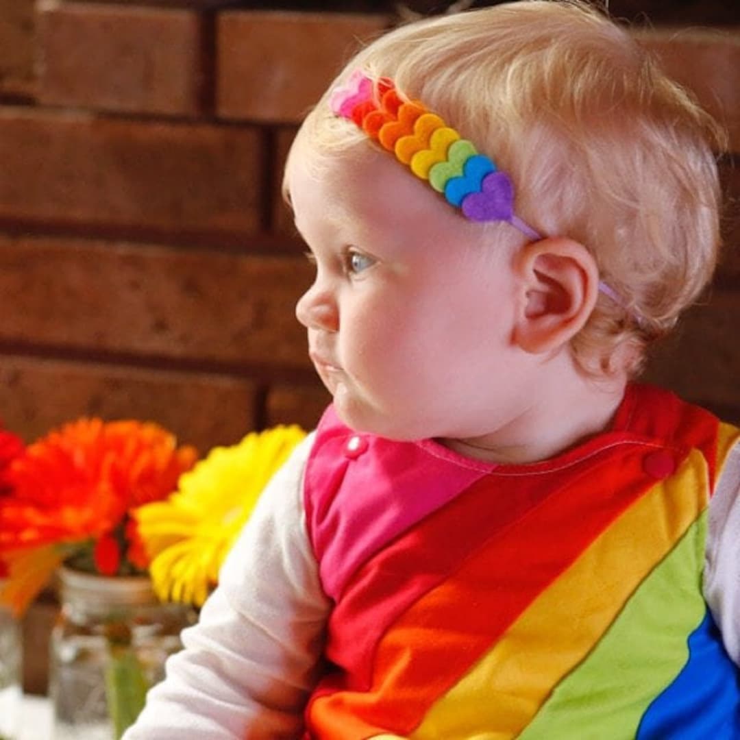 Rainbow Heart Headband, Rainbow Baby Headband , Heart Headband, Baby