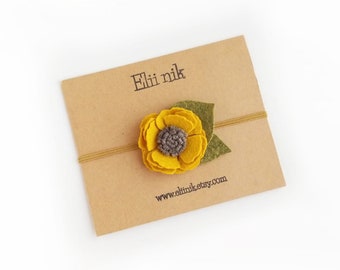 Baby Girl Headband, Baby Flower Headband, Flower Headband, Felt Flower Headband, Newborn Headband, Baby Girl Headband, Sunflower Headband