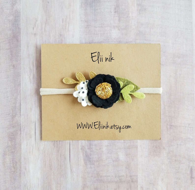 felt flower headband baby nylon headband Flower headband infant headband baby flower headband baby headband black headband