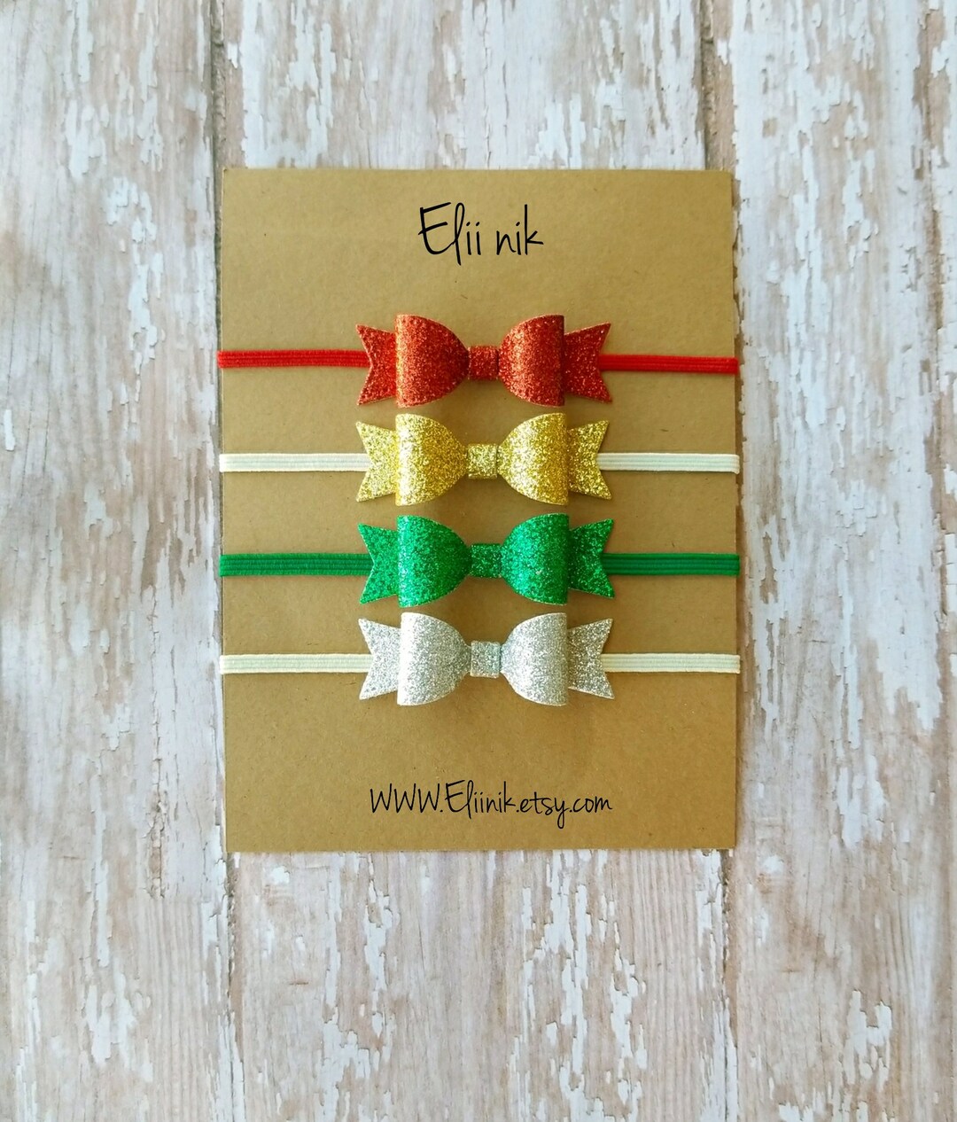 Christmas Headband Set, Glitter Bow Headband, Fine Glitter Bow Set, Red