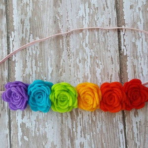 Rainbow Headband, Baby Headband, Flower Headband, Rainbow Flower Headband, Infant Headband, Newborn Headband, Felt Flower Headband image 2