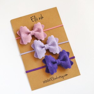 baby bow headband, bow headband, baby girl headband, felt bow headband, purple bow headband, bow headbands, infant bow headband