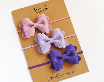 baby bow headband, bow headband, baby girl headband, felt bow headband, purple bow headband, bow headbands, infant bow headband