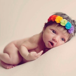 Rainbow Headband, Baby Headband, Flower Headband, Rainbow Flower Headband, Infant Headband, Newborn Headband, Felt Flower Headband image 1