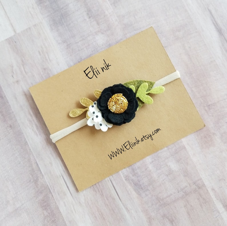 felt flower headband baby nylon headband Flower headband infant headband baby flower headband baby headband black headband