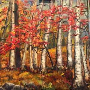 Birch Trees in Fall original Oil Painting