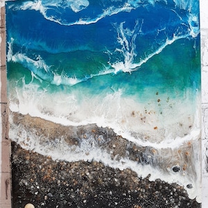 Hand geschilderde schilderkunst, Oceaan hars kunst, 3D hars zeegezicht, Hars Beach Art, originele zeegezicht schilderij, grote oceaan hars kunst