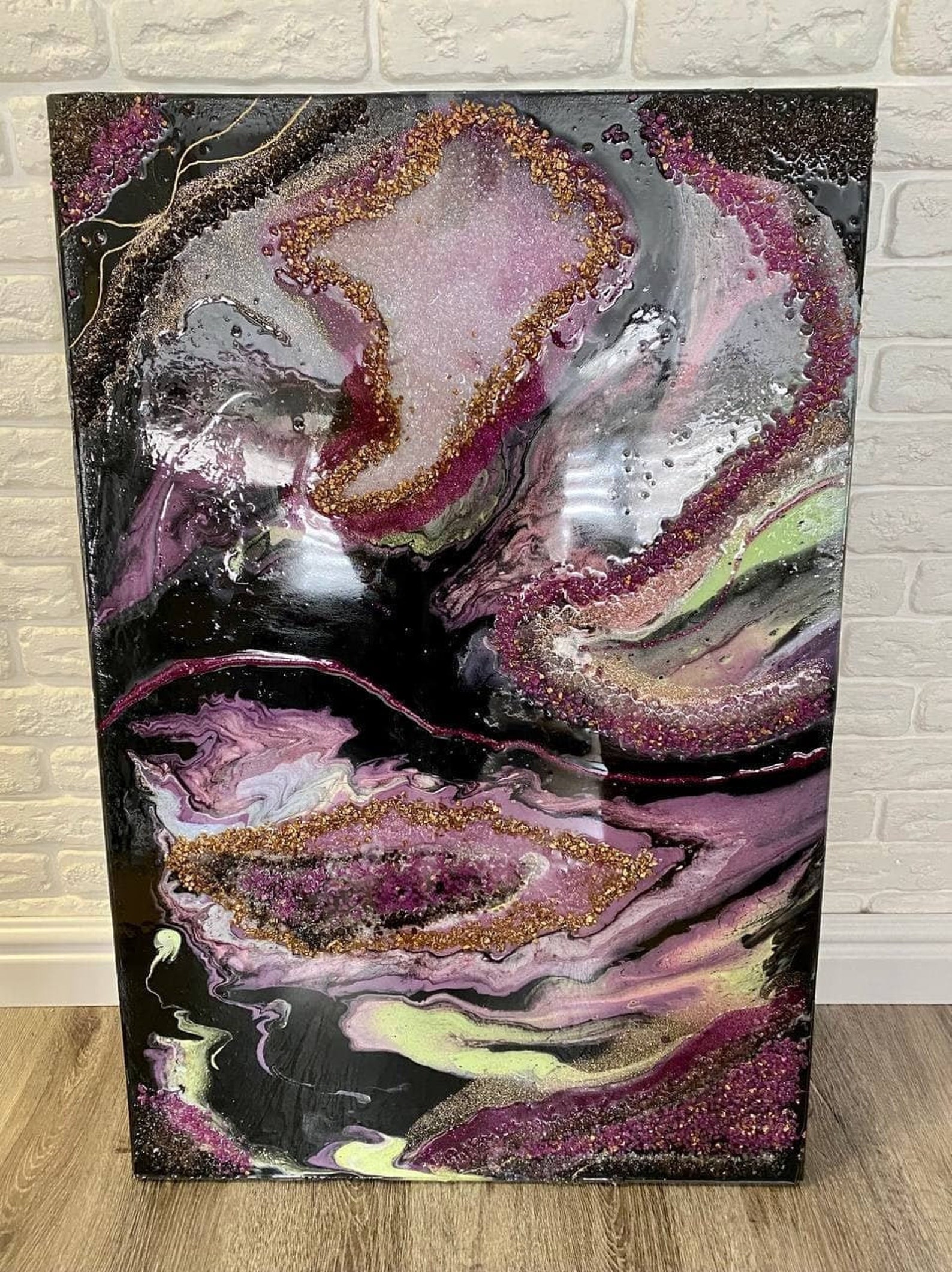 Abstract Epoxy Resin Geode Crystal Hand Painted Painting Etsy