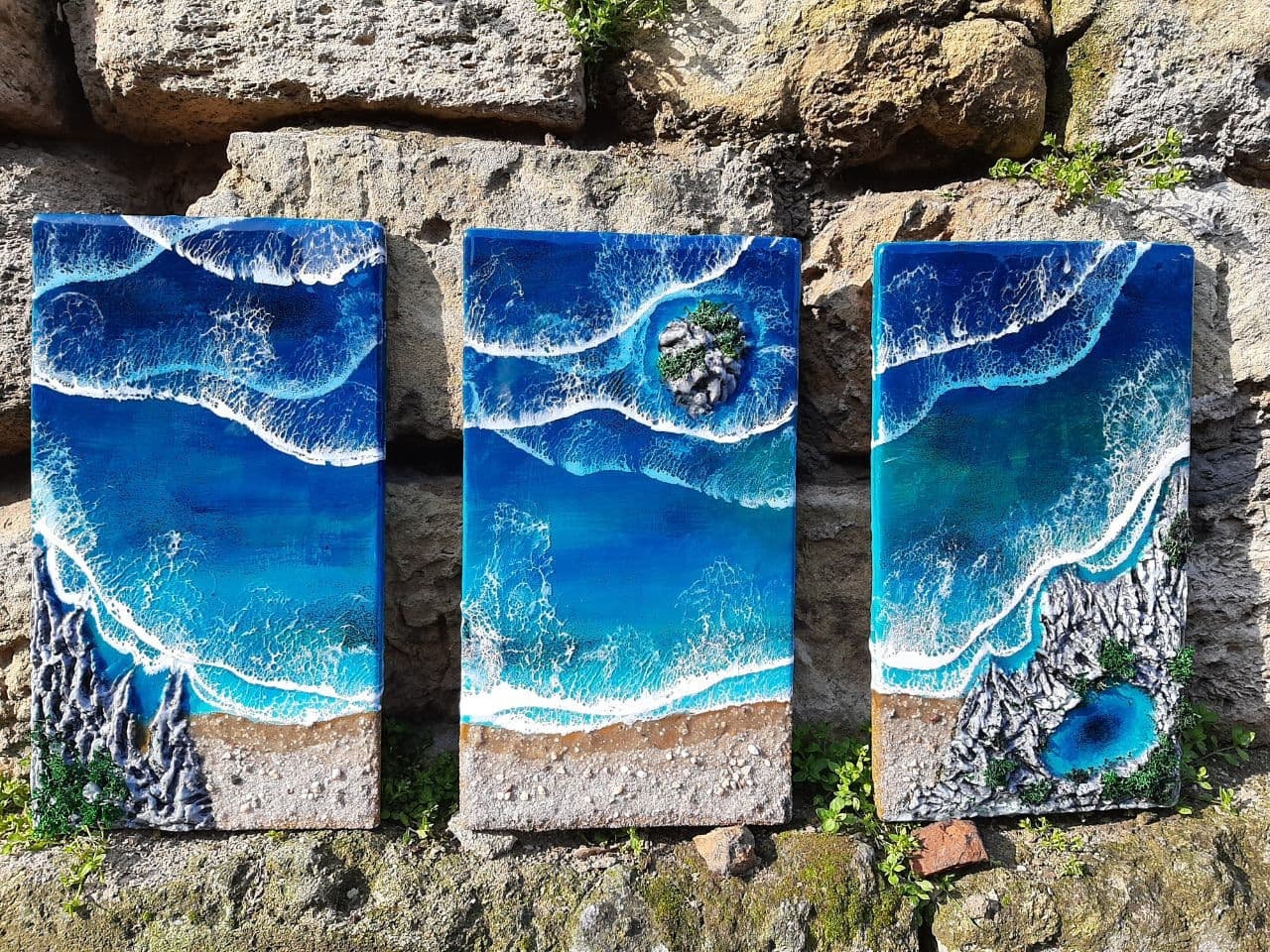 Triptych Wall Decor, Triptych Epoxy Wall Art, Epoxy Original Painting, Resin Art, Resin Wall Art