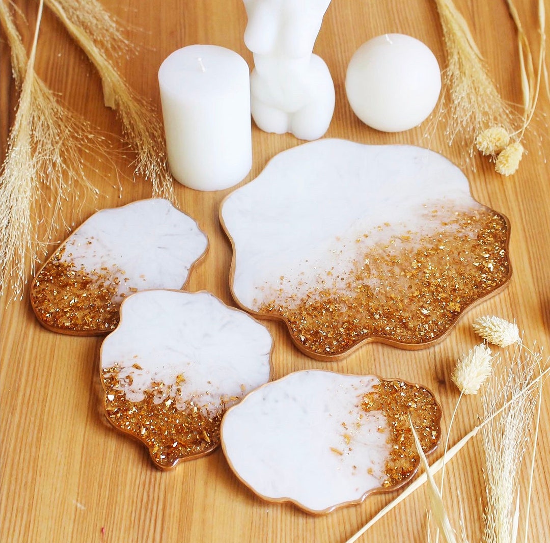 Makeup Vanity Tray Resin Coaster Sets Organize Jewelry Etsy