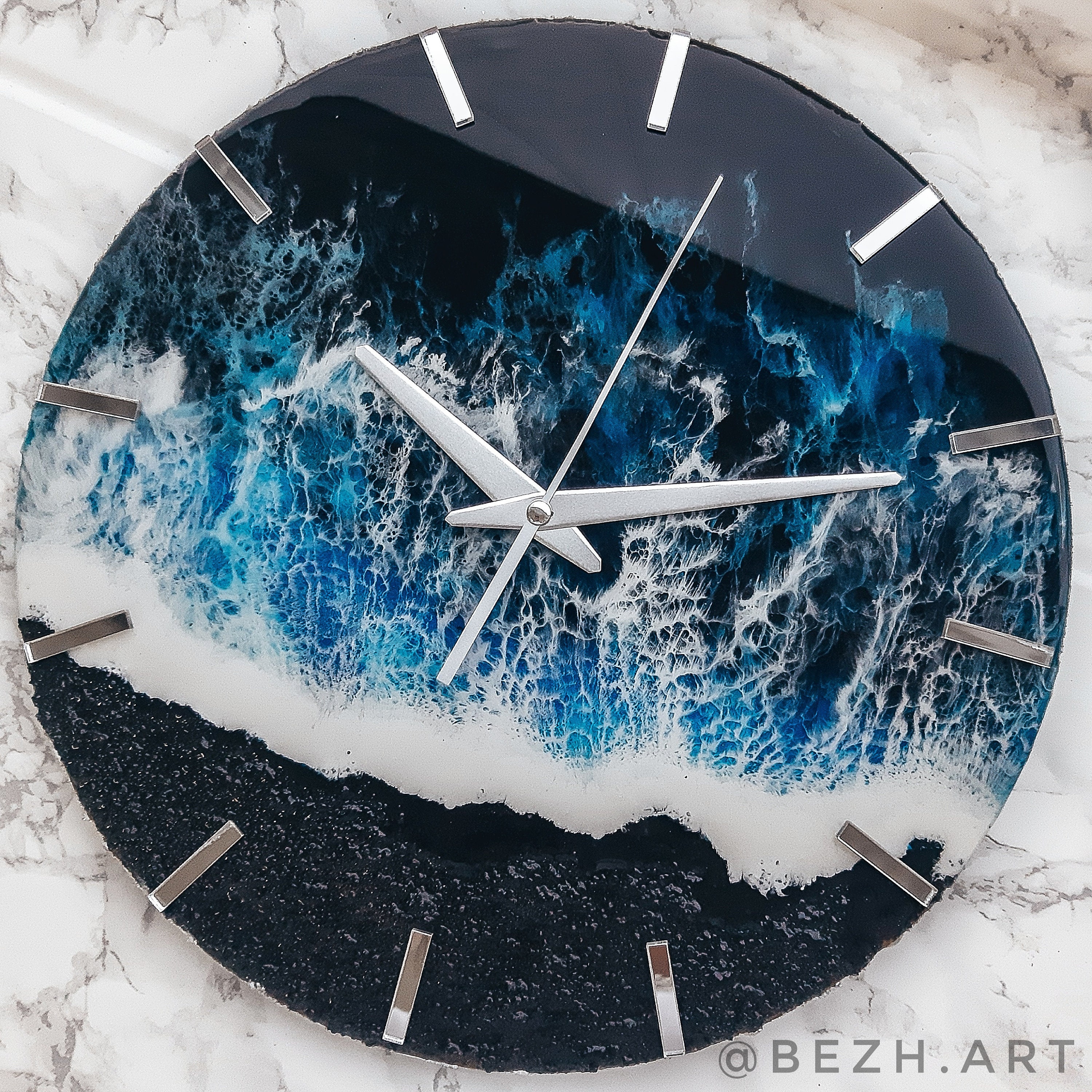 Epoxy and wood wall clock Epoxy clock Theme Resin Wallclock Etsy