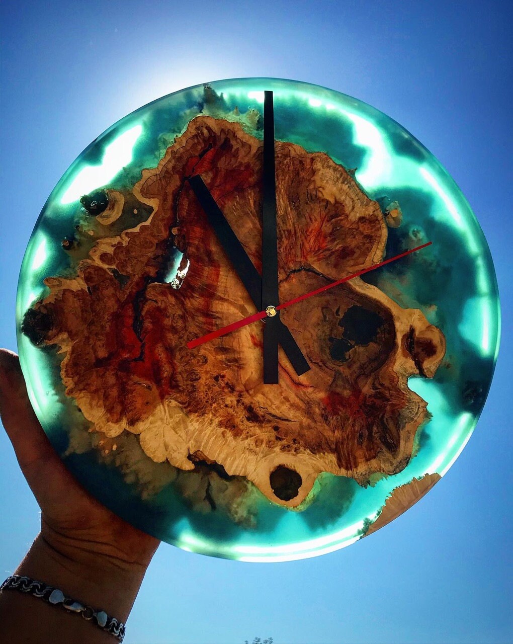 Natural wood epoxy clock Epoxy clock Resin clock Resin Wall Etsy
